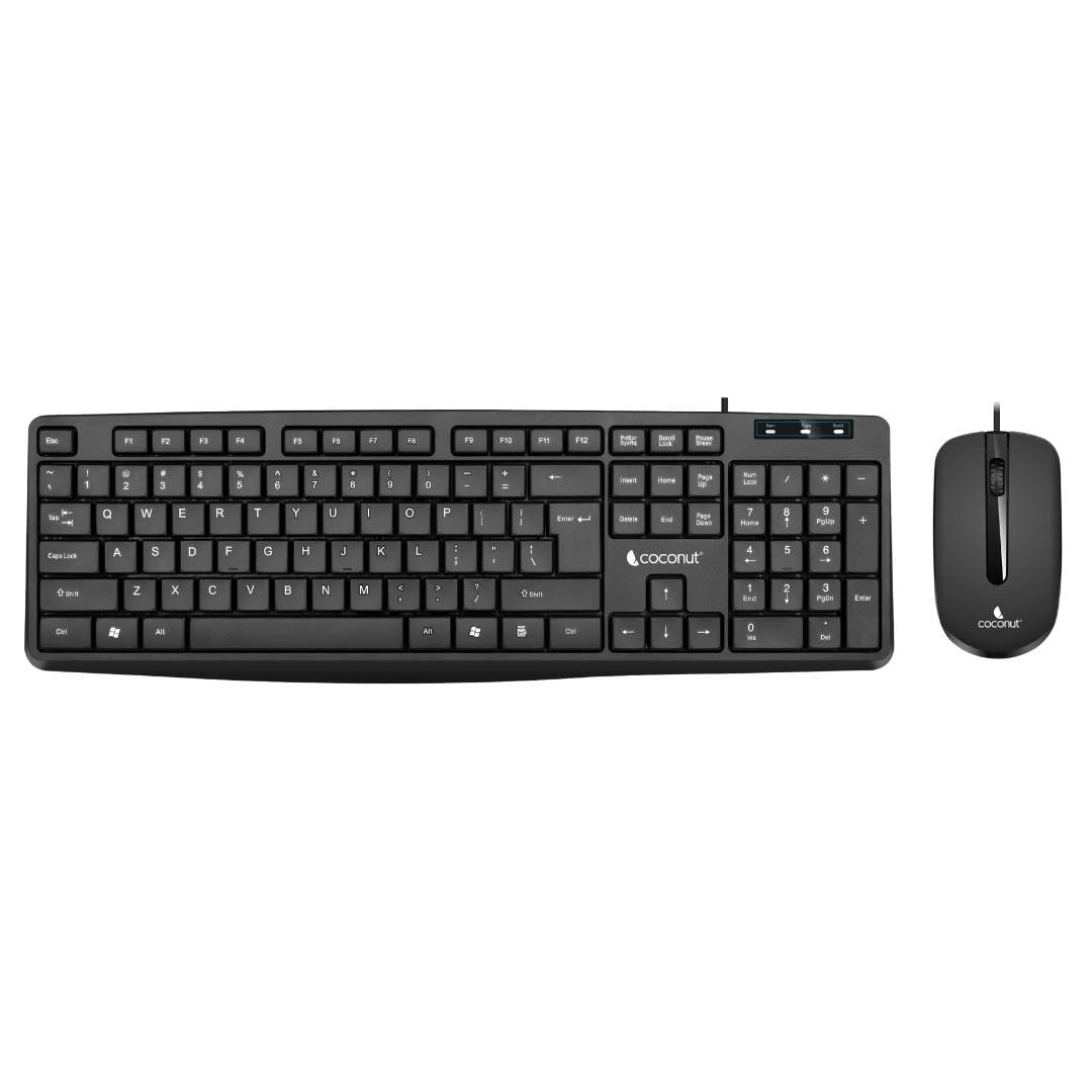 Coconut Cheery Wired Keyboard & Mouse Combo | USB Multimedia Keyboard and Optical Mouse for PC & Laptop