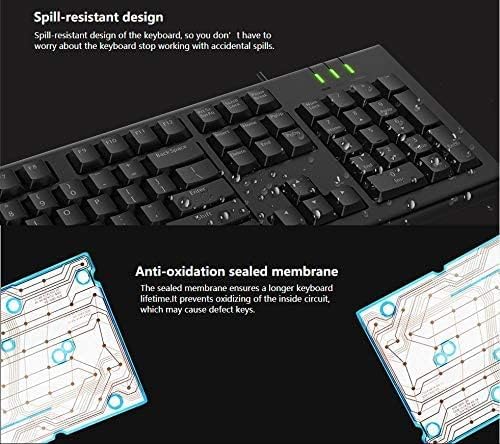 Rapoo NK1900 Wired USB Keyboard | Full Size Keyboard for PC & Laptop | Spill Resistant Keyboard