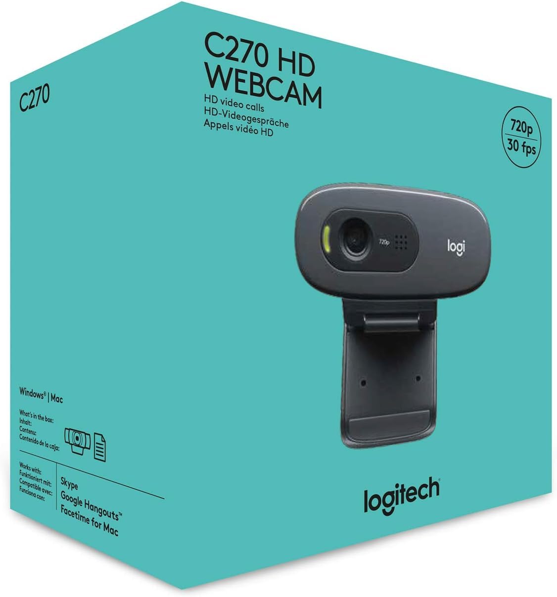 Logitech C270 HD Webcam | USB Web Camera with Built-in Microphone | Video Calling Camera for PC & Laptop