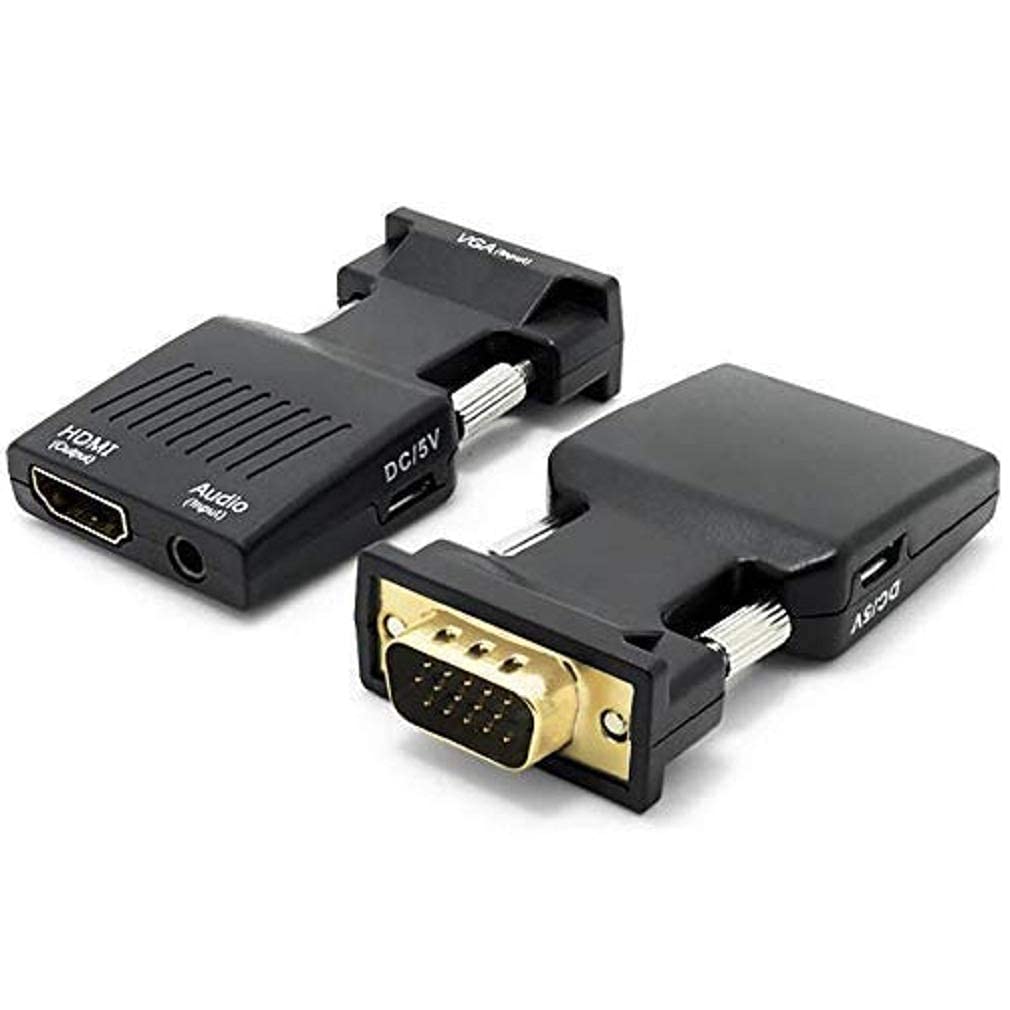 VGA to HDMI Converter with L/R Audio | VGA + RCA Audio to HDMI Adapter | Full HD Display Converter