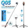 Q05 Selfie Stick Tripod | Bluetooth Selfie Stick with Remote | Adjustable Mobile Tripod Stand