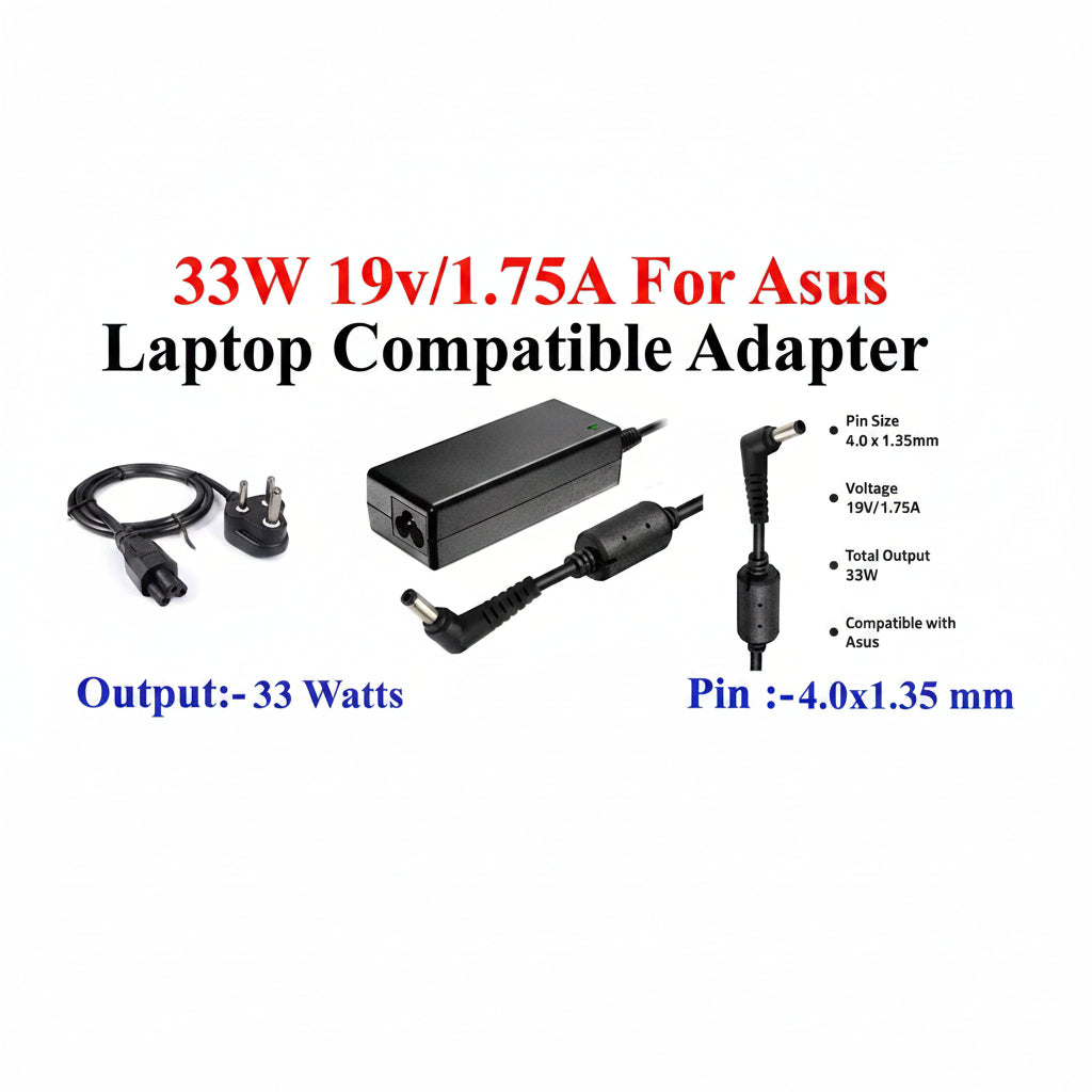 Asus Compatible | Laptop Adapter | 33W 19V 1.75A | Asus Laptops