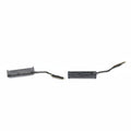 Two black electronic connectors on a white background