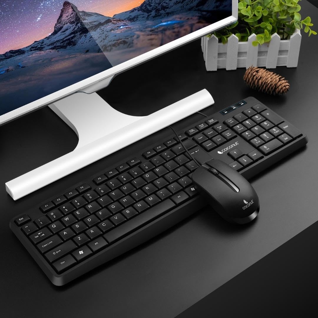 Coconut Cheery Wired Keyboard & Mouse Combo | USB Multimedia Keyboard and Optical Mouse for PC & Laptop