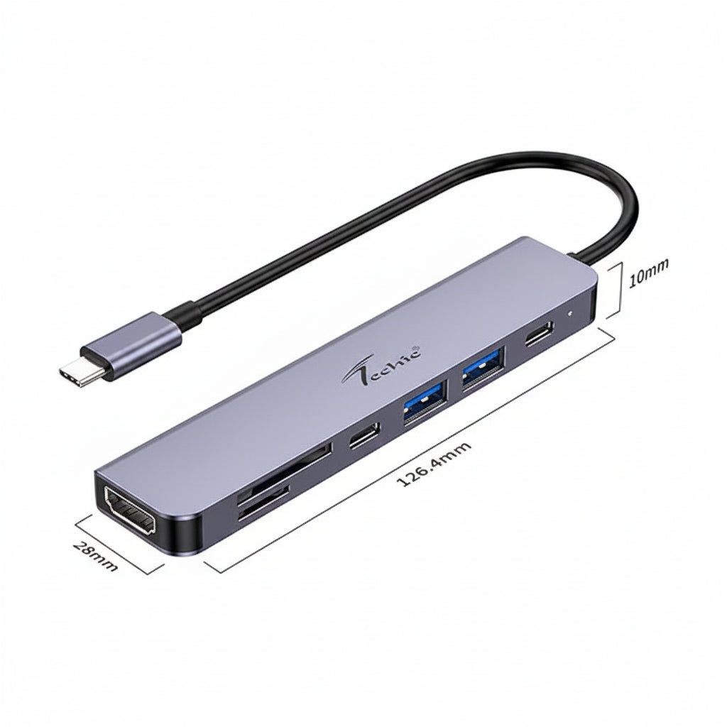 Techie | Type-C 7-in-1 Hub | HUBTC16 | Universal Compatibility