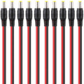 FEDUS | DC Power Pigtail Male Cable | 2.1 x 5.5mm DC Barrel Jack | 18AWG Copper | 12V 5A | Pack of 10