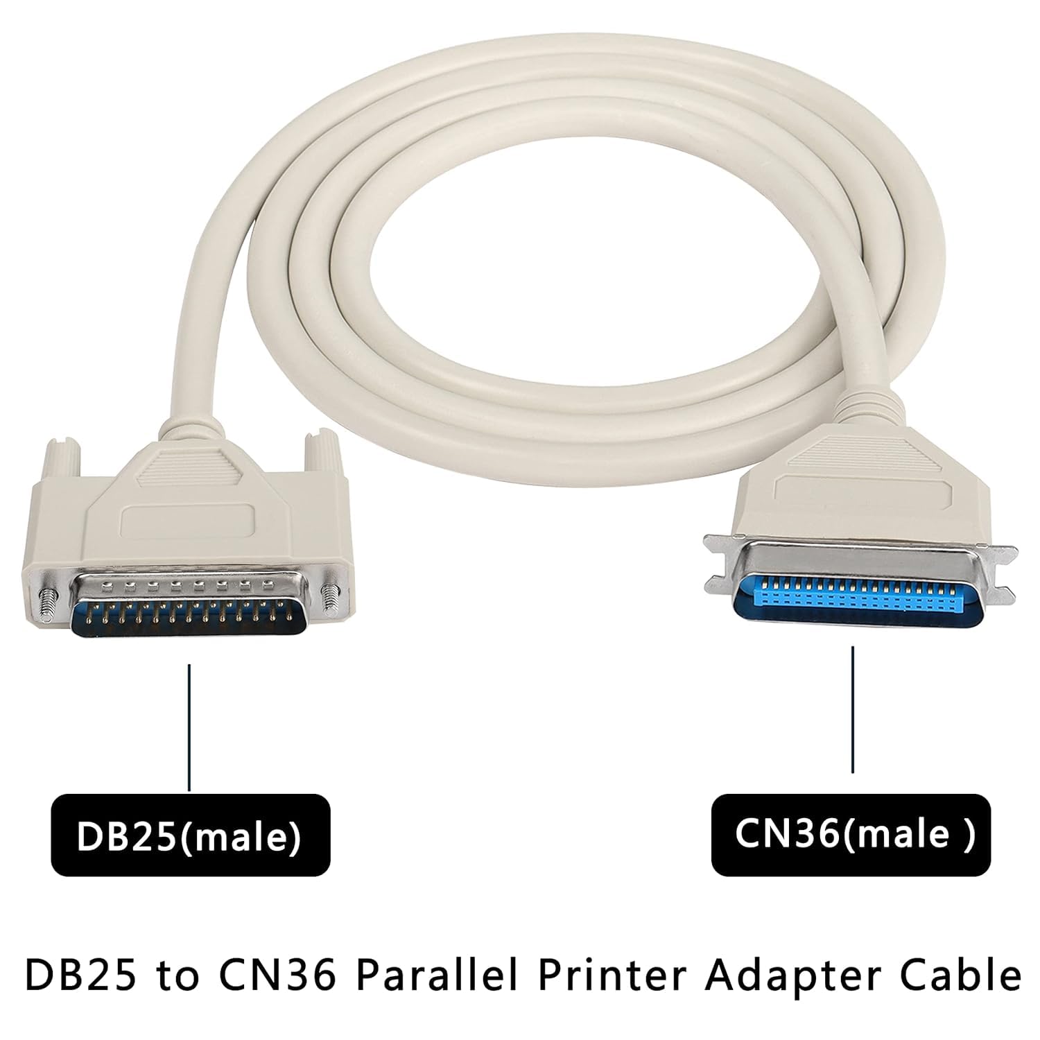 MESHIV | DB25 Male to Centronics 36 Pin Parallel Printer Cable | IEEE 1284 | 1.5 Meter | Grey