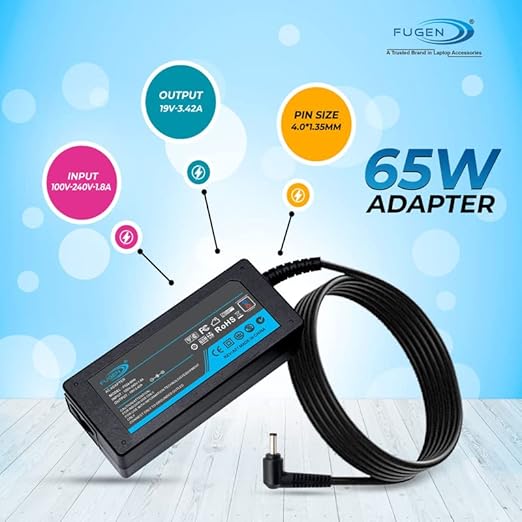 Fugen 65W Laptop Charger for ASUS Small Pin Laptops | 19V 3.42A Power Adapter | ASUS Replacement Charger