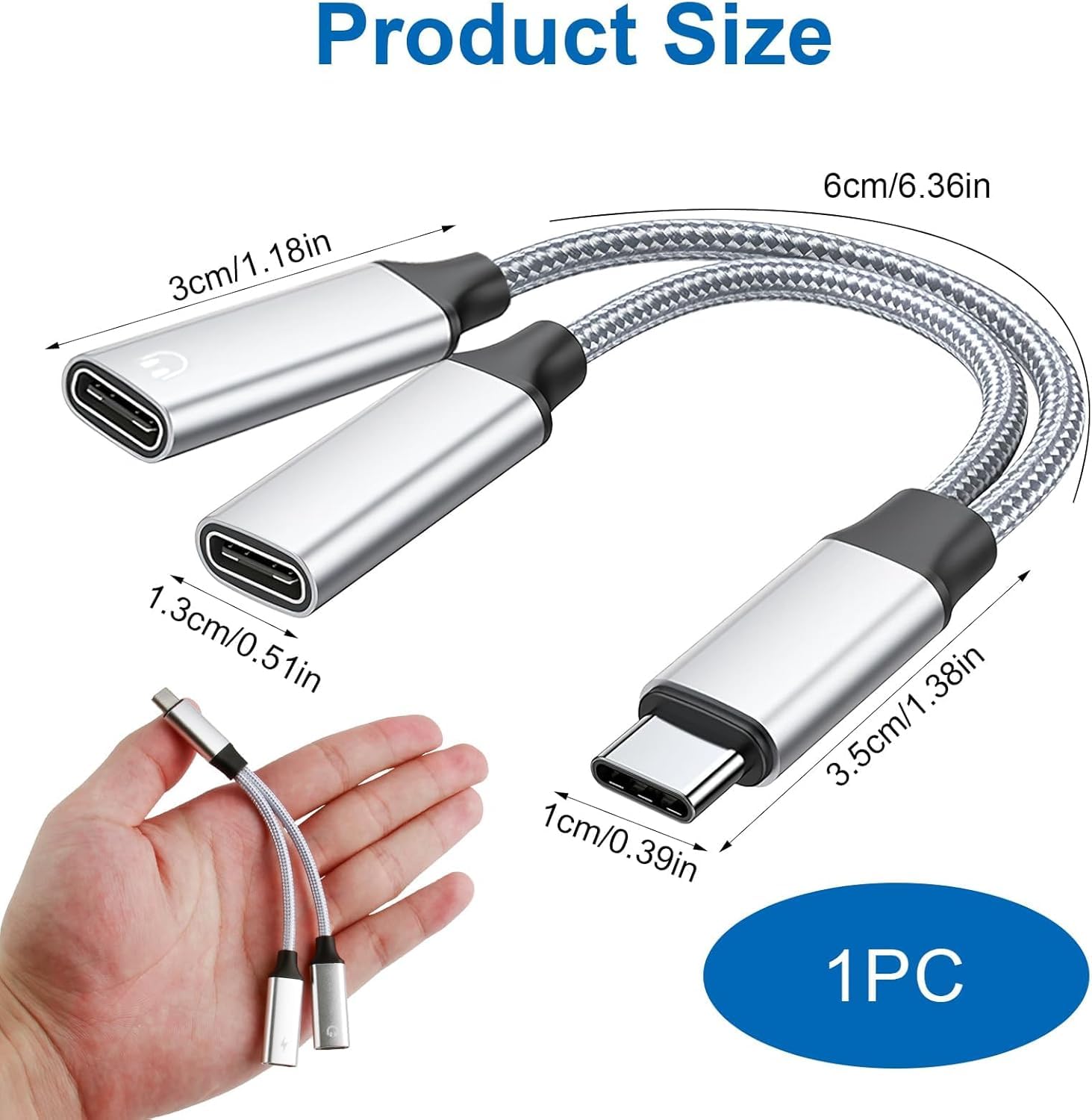 OOGE Fuse 900 Type-C Splitter Adapter | USB-C Male to Dual Type-C Female Converter | Charging & Audio Adapter