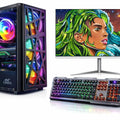 Gaming Desktop PC Set | Intel Core i7-3770 | 16GB RAM | 128GB SSD + 1TB HDD | NVIDIA GT 730 4GB GDDR5 | 22" LED Monitor | RGB Cabinet | Windows 11 Pro