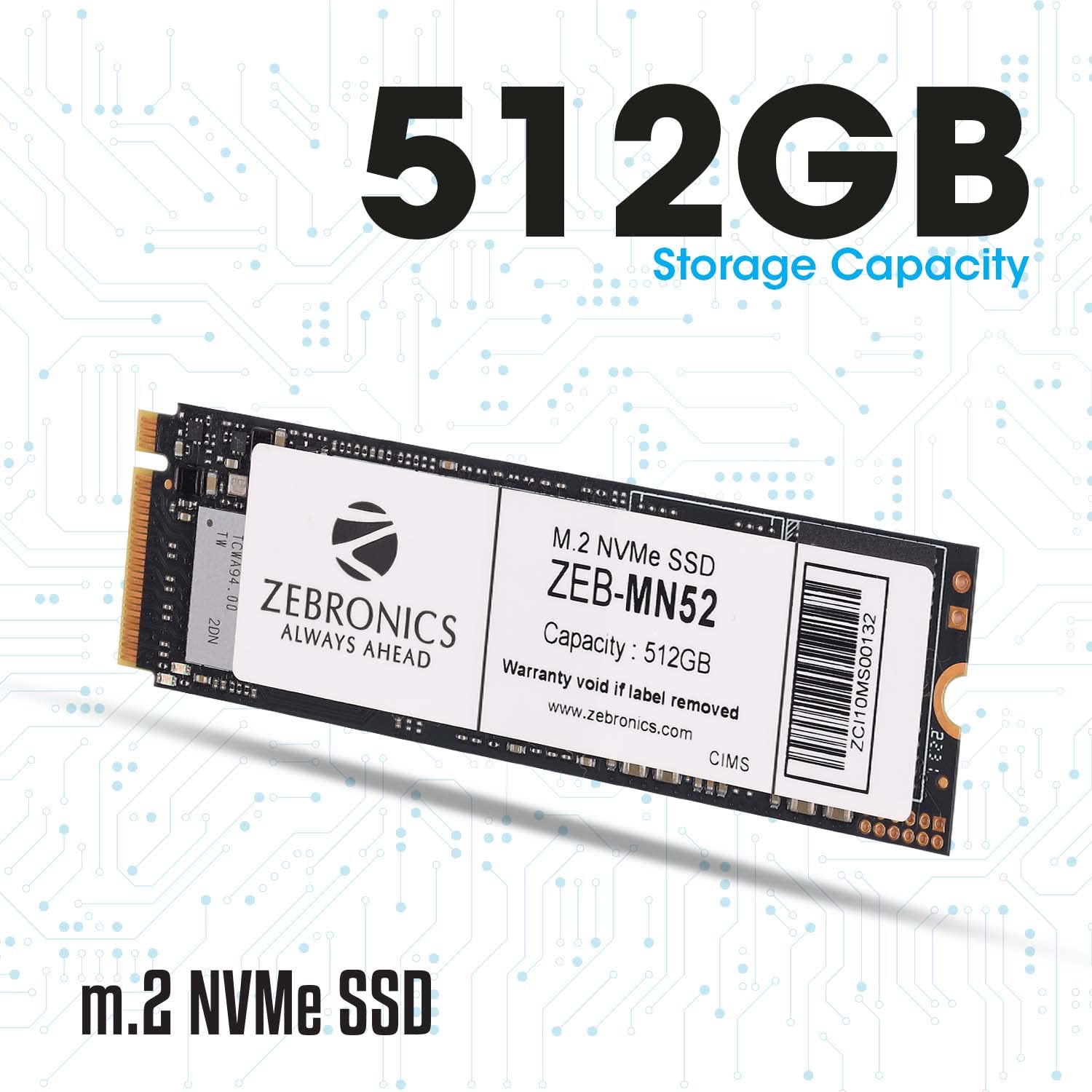 Zebronics 512GB M.2 NVMe SSD | PCIe Gen3 Internal Solid State Drive | High-Speed Storage