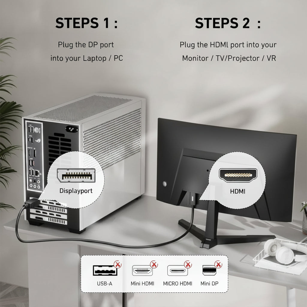 TCDH2 | DisplayPort to HDMI Cable | NA | 1.8m Universal Compatibility