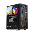 Ant Esports | Elite 1100 Mid Tower Gaming Cabinet | ATX, Micro ATX & Mini ITX | Tempered Glass | 4 Pre-Installed 120mm Rainbow Fans | Black