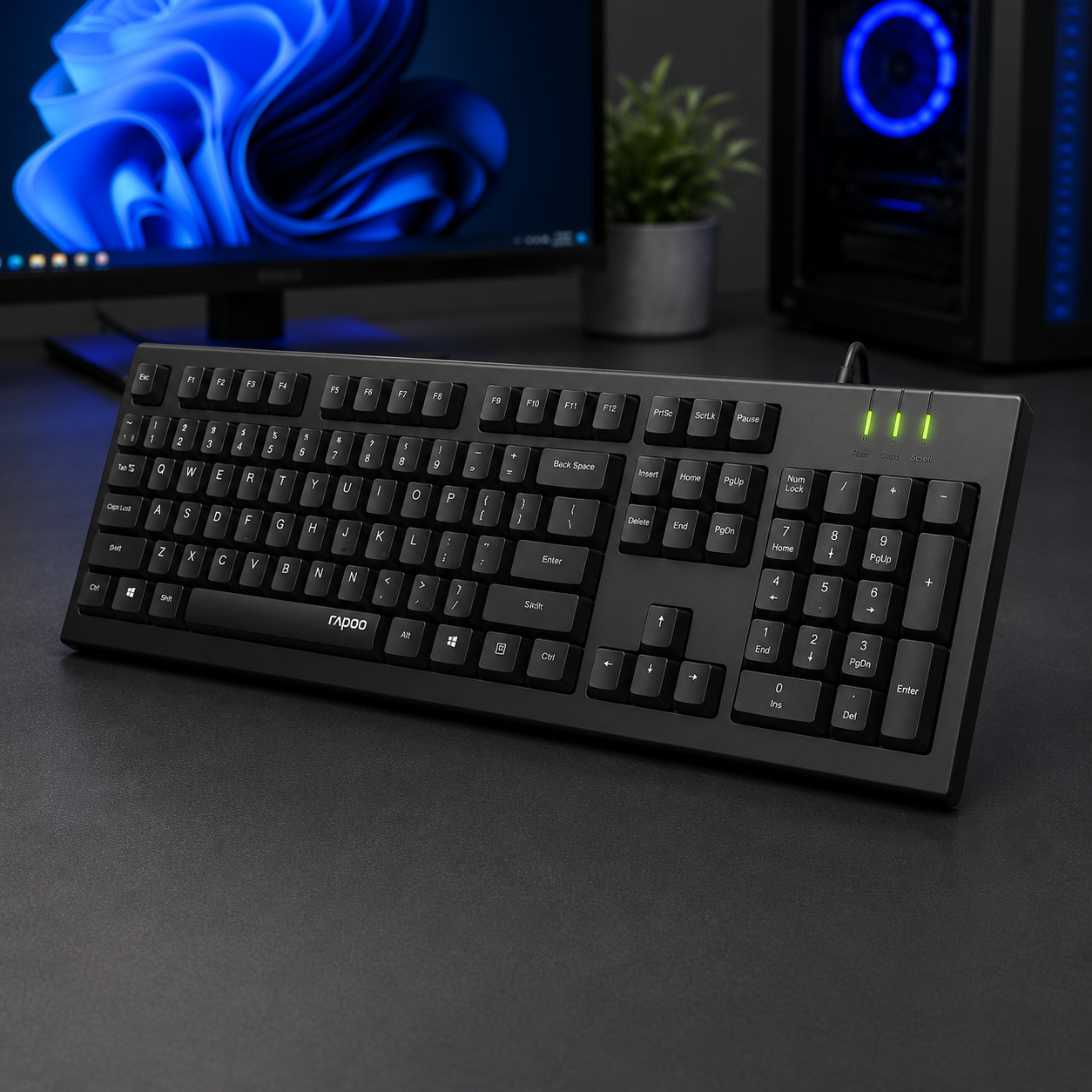 Rapoo NK1900 Wired USB Keyboard | Full Size Keyboard for PC & Laptop | Spill Resistant Keyboard