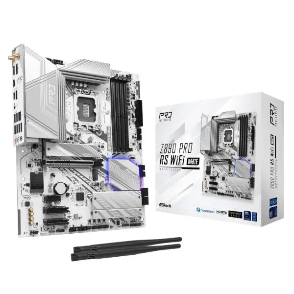 ASRock Z890 Pro RS WiFi DDR5 White ATX Motherboard – Intel LGA1851 | PCIe 5.0 | WiFi 6E | 2.5G LAN