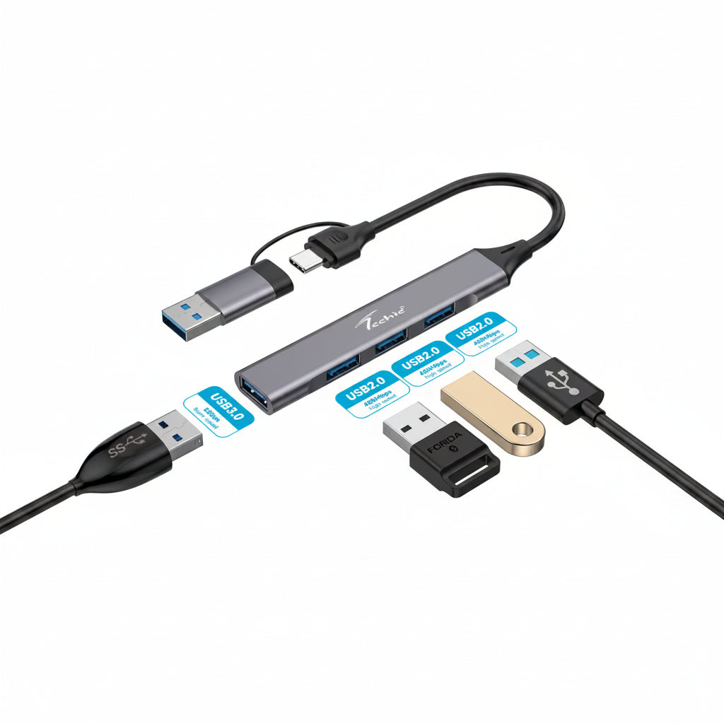 Techie | Type-C USB Hub 4 Port | HUBTC15 | Universal Compatibility