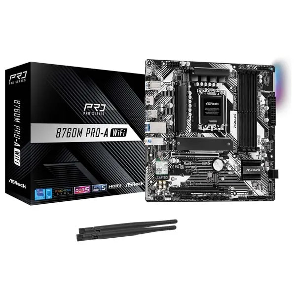 ASRock B760M Pro-A WiFi Intel B760 DDR5 Micro-ATX LGA1700 Motherboard