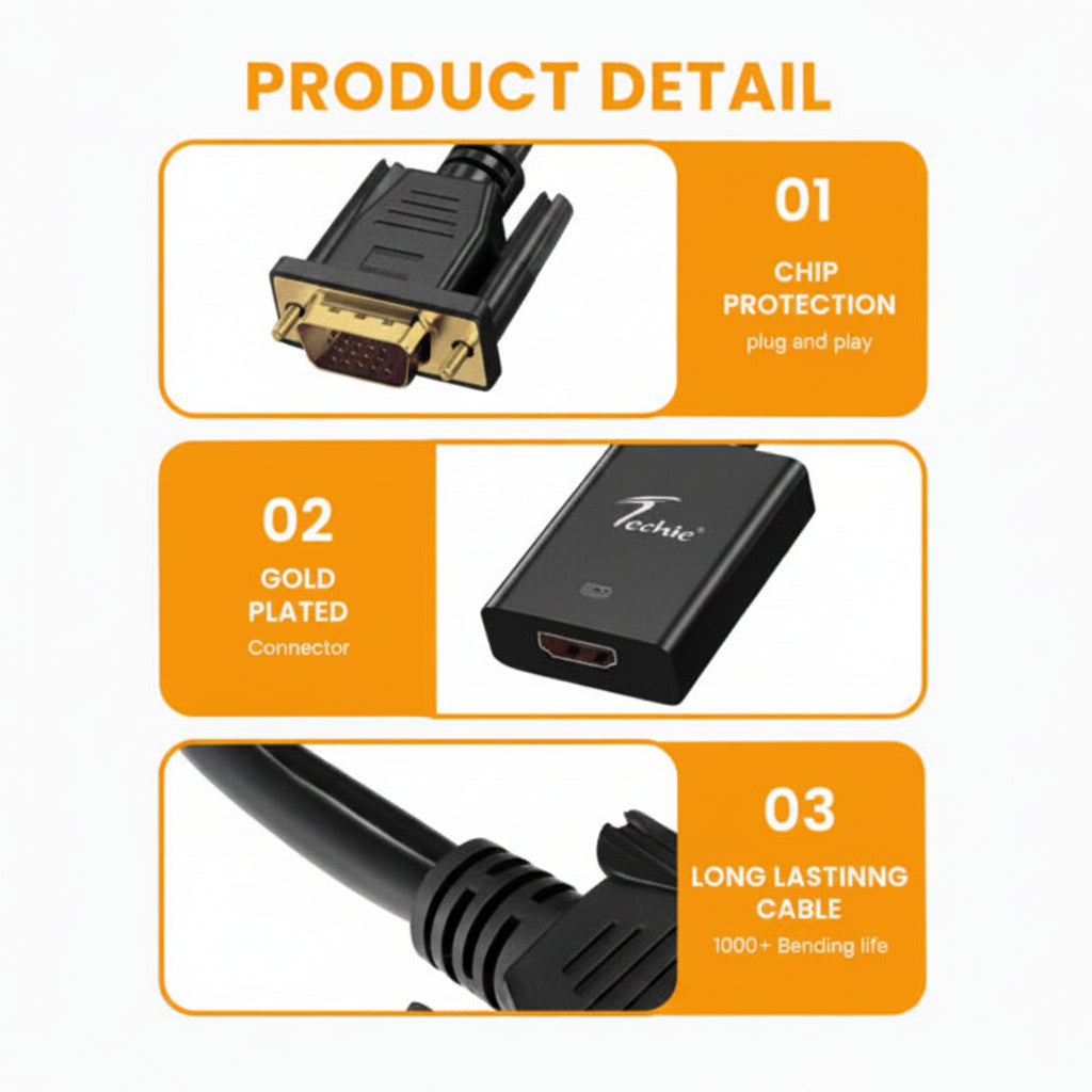 VGA to HDMI Converter with Audio | Converter | Universal Compatibility