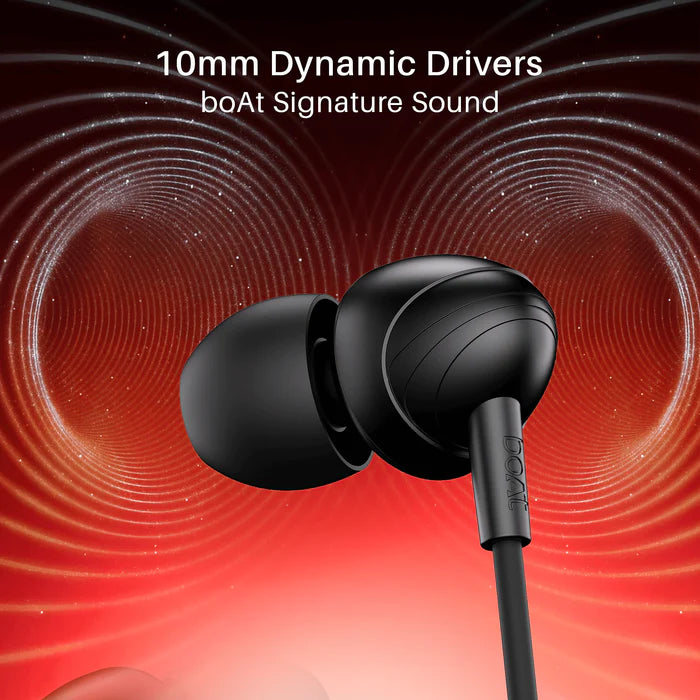 Boat BassHeads 210 Wired Earphones | In-Ear Earphones with Mic | 3.5mm Stereo Bass Earphones