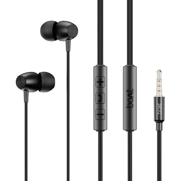 Boat BassHeads 55 Wired Earphones | In-Ear Earphones with Mic | 3.5mm Stereo Bass Earphones