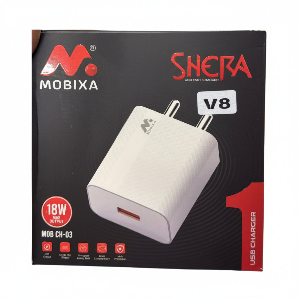 Mobixa Shera V8 18W Fast USB Charger Adapter M0B CH-03