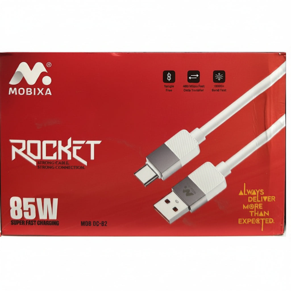 Mobixa Warrior Type C Cable 100W Fast Charging Data Cable White