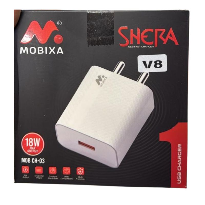 Mobixa Shera 18W Type-C Fast Charger Adapter V8 CH-03 USB Wall Charger
