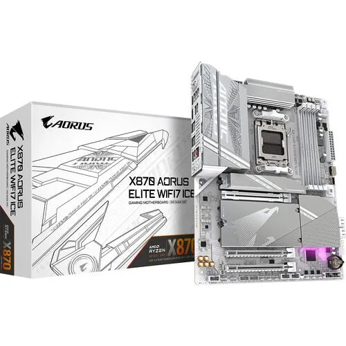 Gigabyte X870 AORUS ELITE WiFi7 ICE AM5 DDR5 ATX Motherboard (White)