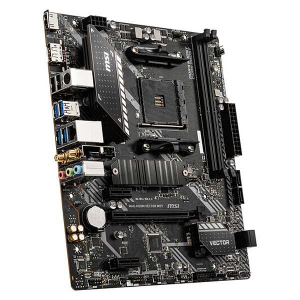 MSI MAG A520M Vector WiFi Micro-ATX Motherboard (AMD AM4, Ryzen 5000/4000G/3000, DDR4, PCIe 3.0, Wi-Fi, 1G LAN)