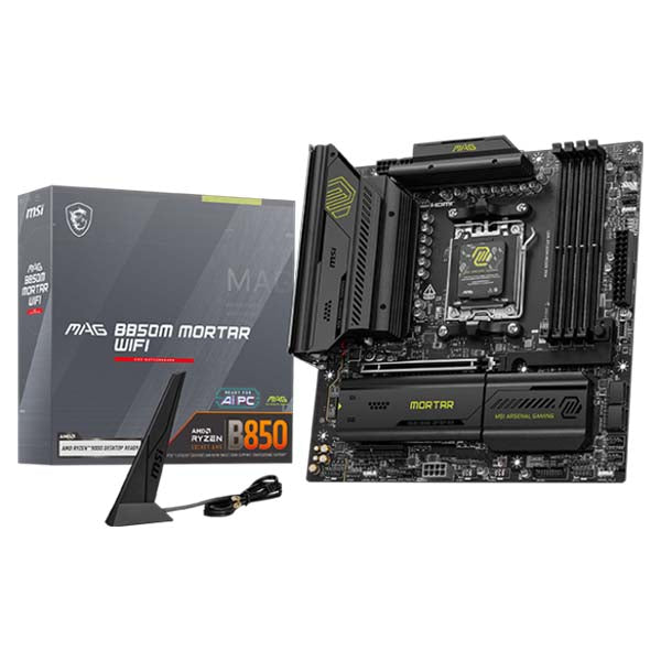 MSI MAG B850M MORTAR Wi-Fi Micro-ATX Motherboard – DDR5, PCIe 5.0, WiFi 6E, AM5 for AMD Ryzen 7000/8000/9000
