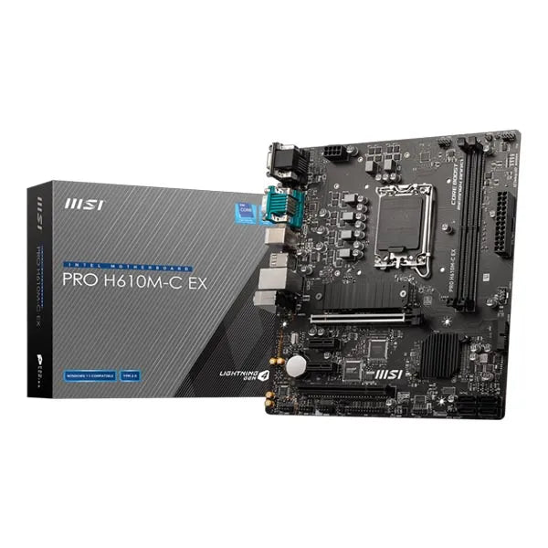 MSI PRO H610M-C EX DDR5 LGA 1700 Micro-ATX Motherboard for Intel 12th/13th Gen CPUs