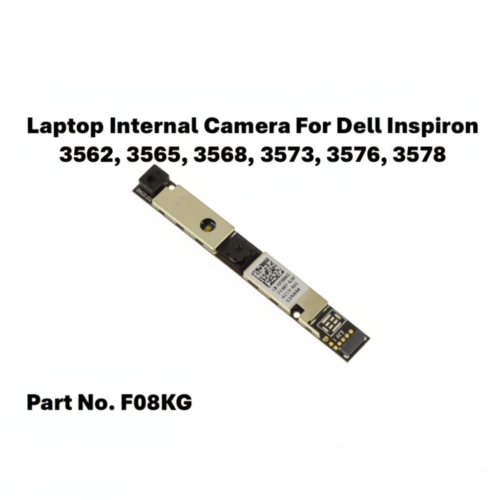 Laptop internal camera module for Dell Inspiron with part number F08KG on a white background