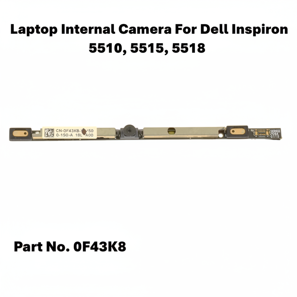 Laptop internal camera module for Dell Inspiron 5510, 5515, 5518 with Part No. 0F43K8 on a white background.