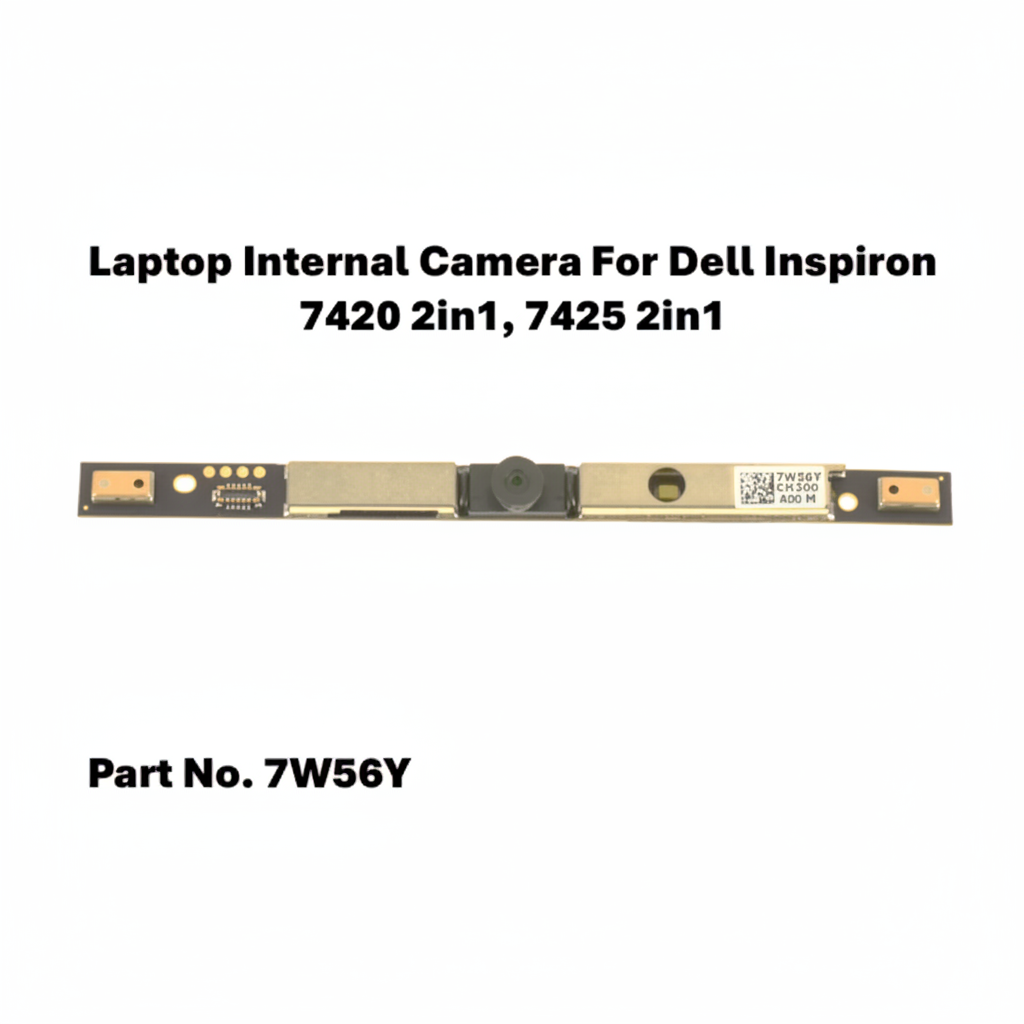 Laptop internal camera module for Dell Inspiron 7420 2in1 and 7425 2in1 with part number 7W56Y on a white background.