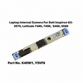 Laptop internal camera module for Dell laptops with part numbers K49W1 and Y5VF8 on a white background.