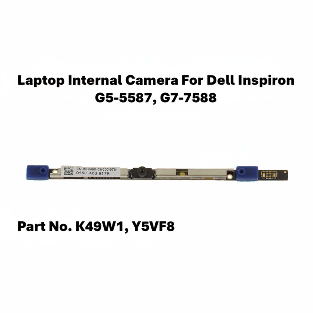 Laptop internal camera module for Dell Inspiron G5-5587, G7-7588 with part numbers K49W1, Y5VF8 on a white background.