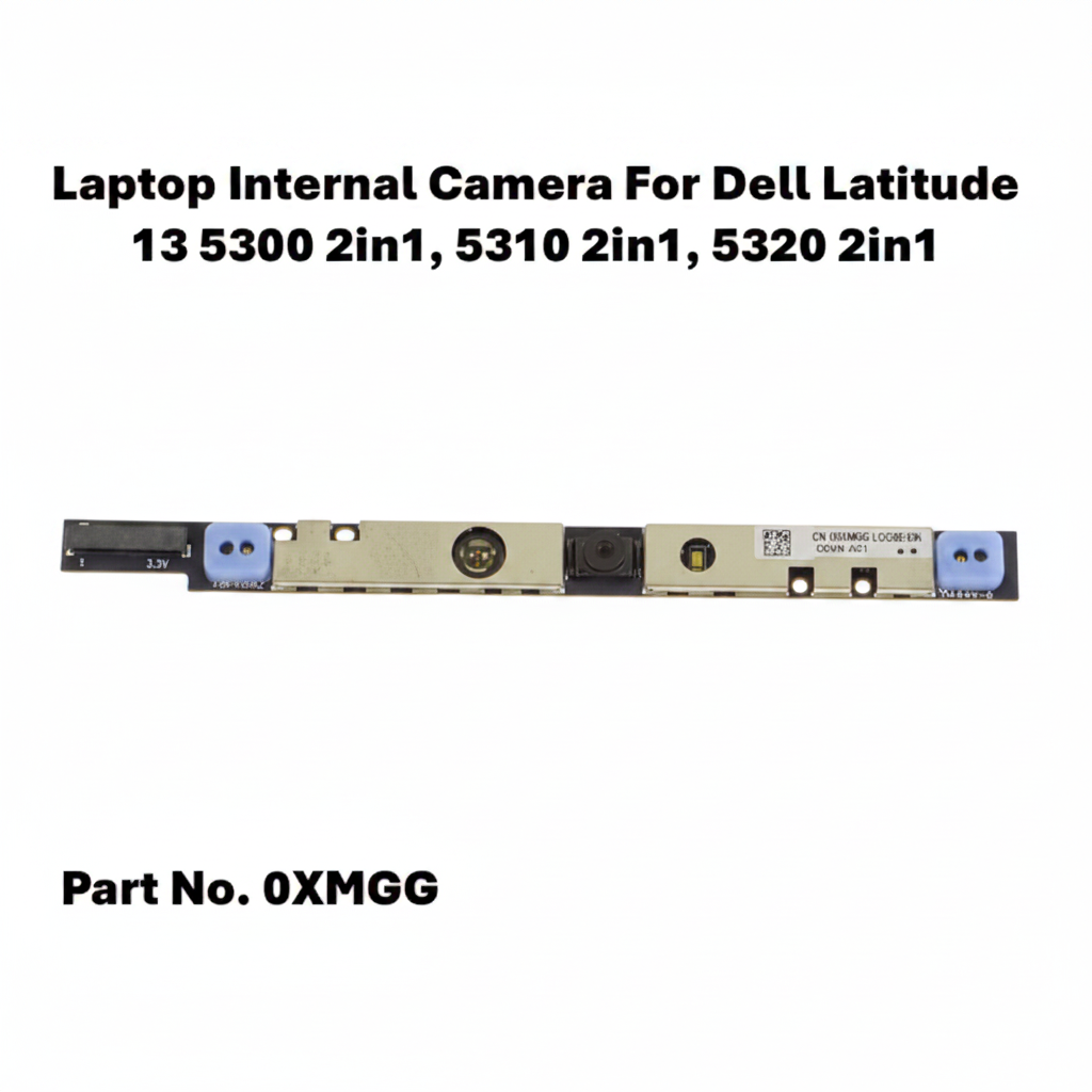 Laptop internal camera for Dell Latitude 13 5300 2in1, 5310 2in1, 5320 2in1 with part number 0XMGG on a white background.