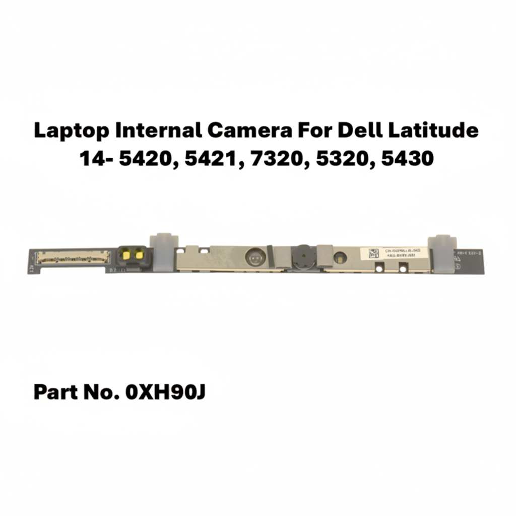 Laptop internal camera for Dell Latitude laptops with part number 0XH90J on a white background.