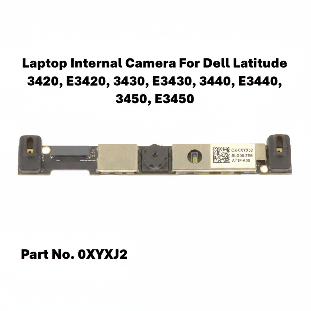 Laptop internal camera module for Dell Latitude laptops with part number 0XYXJ2 on a white background.
