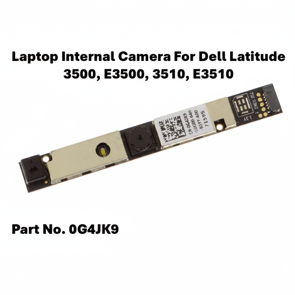 Laptop internal camera module for Dell Latitude 3500, E3500, 3510, E3510 with part number 0G4JK9 on a white background.