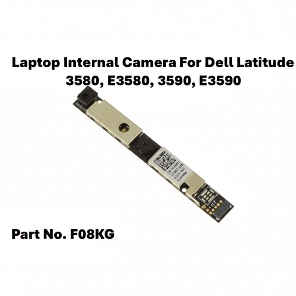 Laptop internal camera module for Dell Latitude laptops with part number F08KG on a white background.