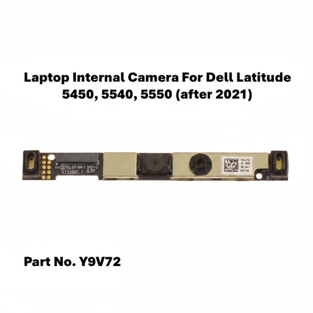 Laptop internal camera module for Dell Latitude 5450, 5540, 5550 (after 2021) with part number Y9V72 on a white background.