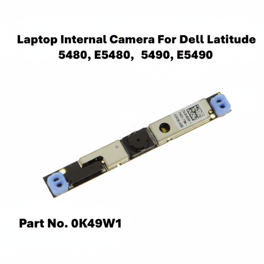 Laptop internal camera module for Dell Latitude 5480, E5480, 5490, E5490 with part number 0K49W1 on a white background.