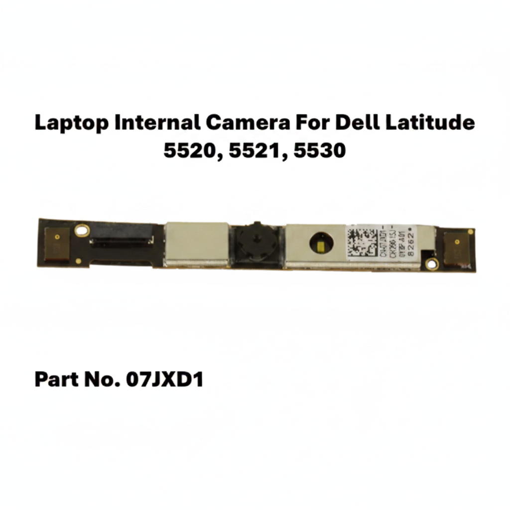 Laptop internal camera module for Dell Latitude 5520, 5521, 5530 with part number 07JXD1 on a white background.