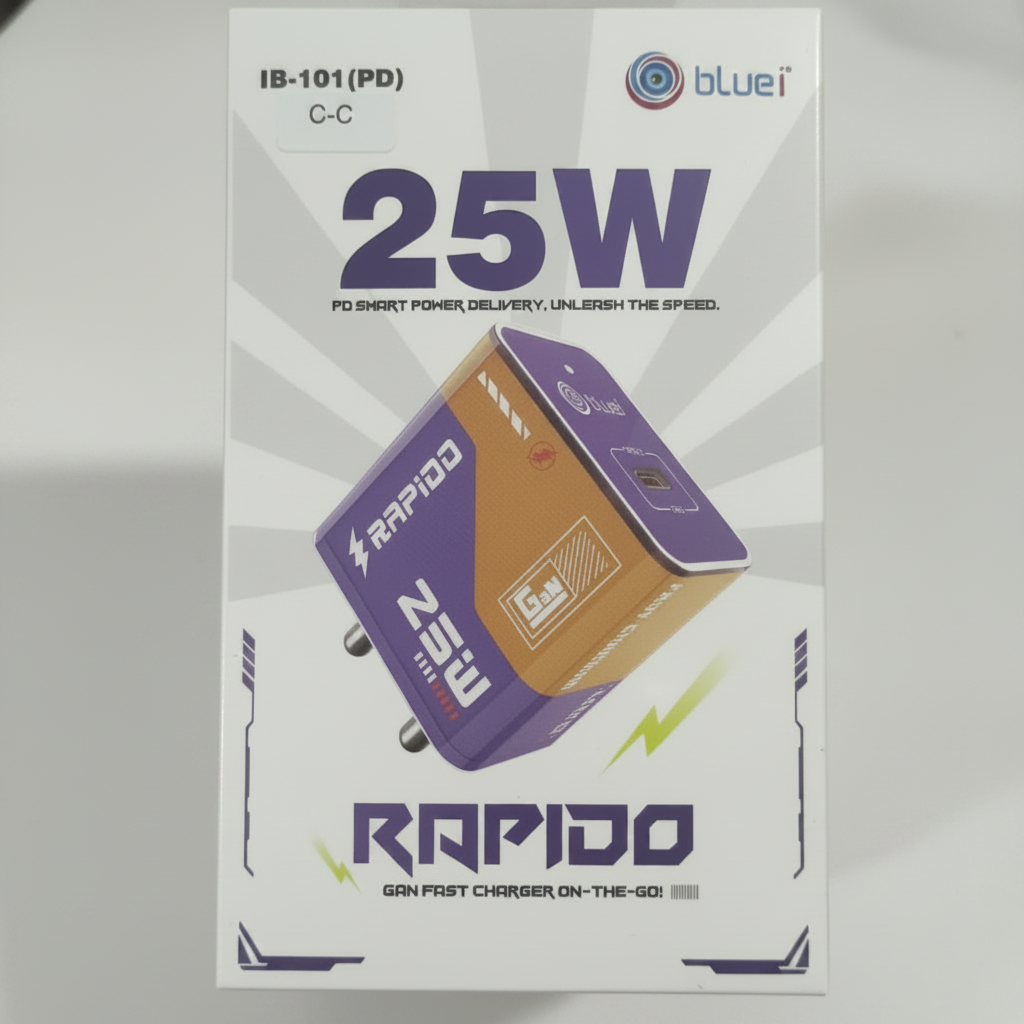 Bluei | Charger Adapter | IB-101 (PD) | Rapido 25W C-C Fast Charger