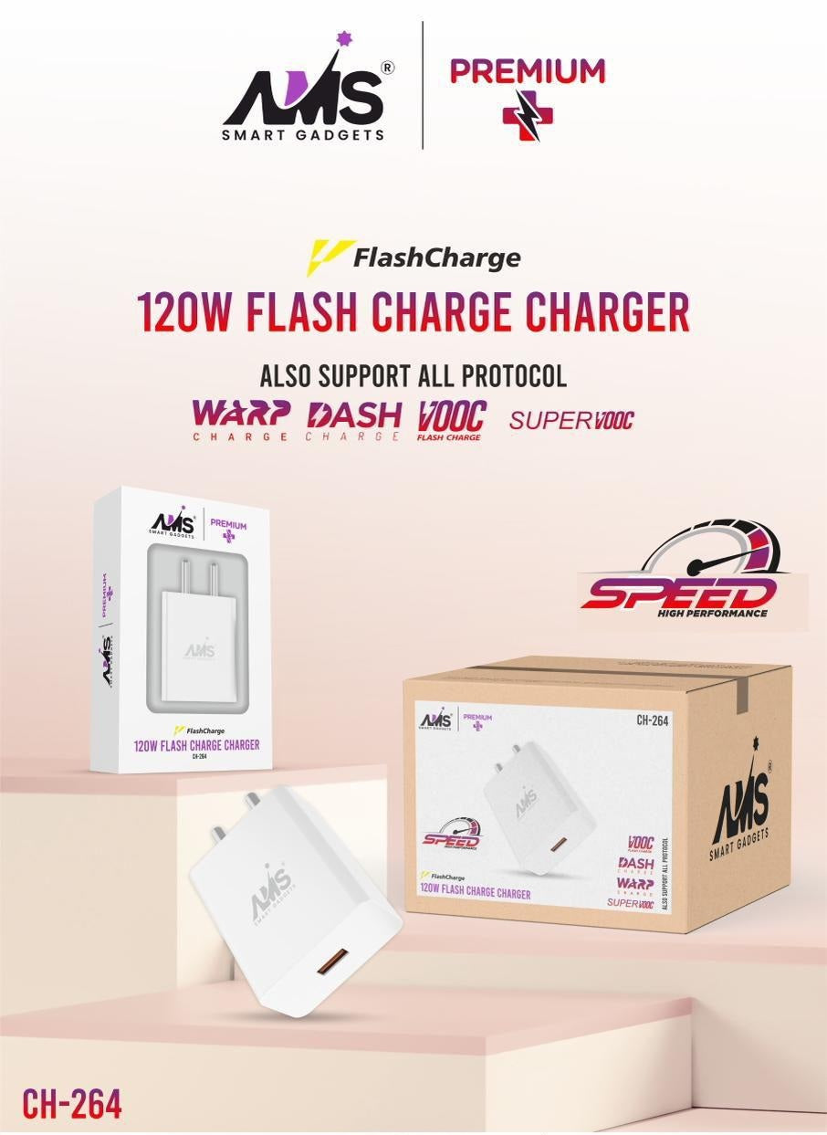 AMS 120W Flash Charge Charger CH-264 Fast Charging Adapter USB
