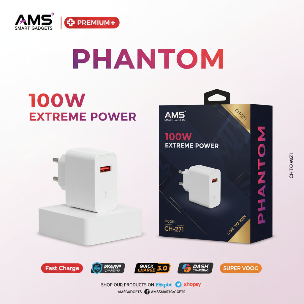 AMS Phantom 100W Fast Charger CH-271 USB Adapter Extreme Power