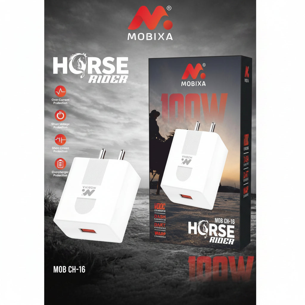 Mobixa Horse Rider 100W Fast Charger CH-16 USB Power Adapter Fast Charging