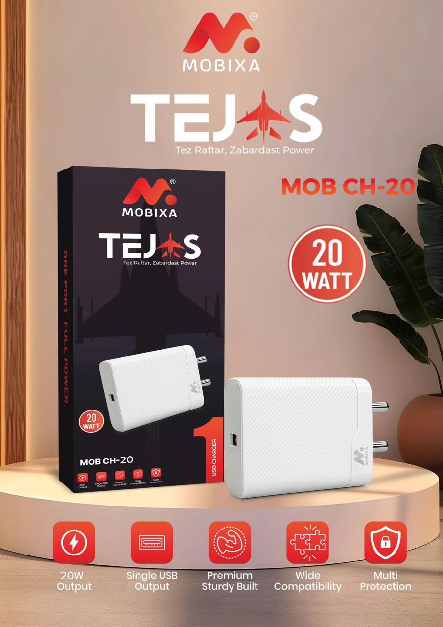 Mobixa Tejas 20W Fast Charger CH-20 V8 Mobile Adapter Single USB