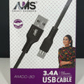 AMS 3.4A Fast Charging Micro USB Cable AMCC-80 V8 Data Cable